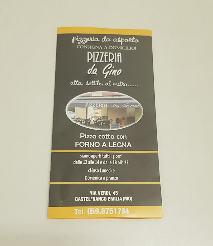 Reviews of Pizzeria Da Gino in Castelfranco Emilia - Ristorazione