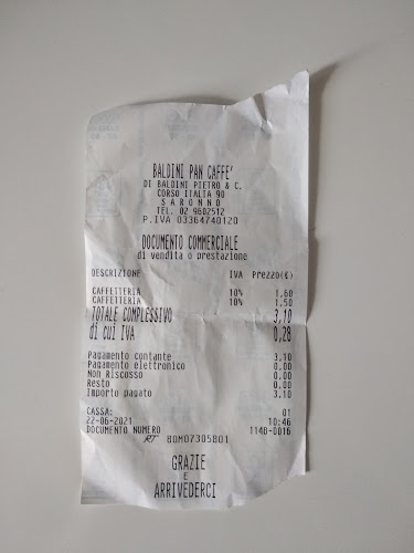 Opinii despre Baldini pancaffè în Saronno - Ristorazione