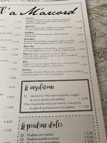 Opinii despre A M'arcord piada & cascioni în Voghera - Ristorazione