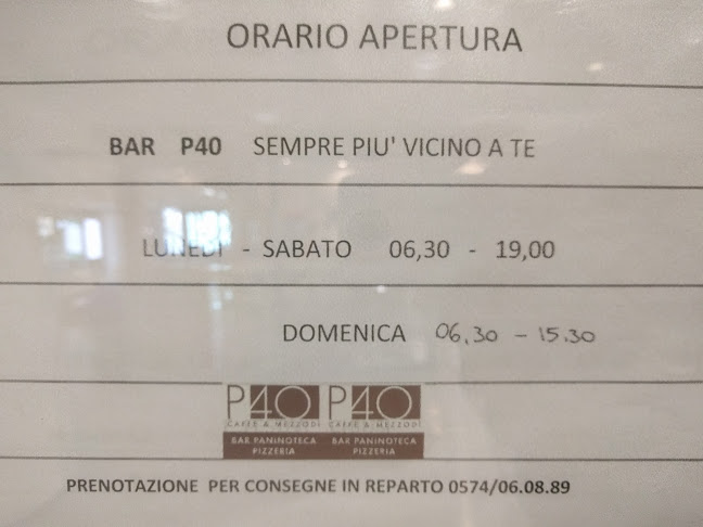 Opinii despre P40 Caffè E Mezzodì Nuovo Ospedale Prato în Prato - Ristorazione